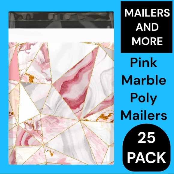 25 10X13 Poly Mailers, Pink Marble, Shipping Envelopes, PRICE IS FIRM - Picture 2 of 5